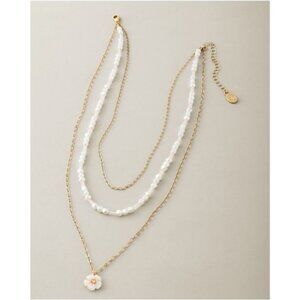 NWT TOMMY BAHAMA Celestial Sea Mother of Pearl Flower Layered Necklace NEW $80